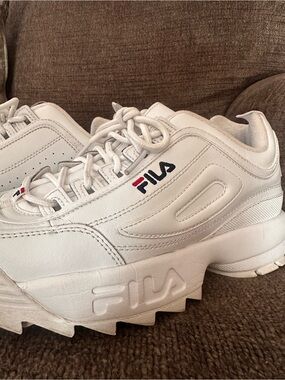 Fila Women's White Sneakers with Red & Navy Logo
